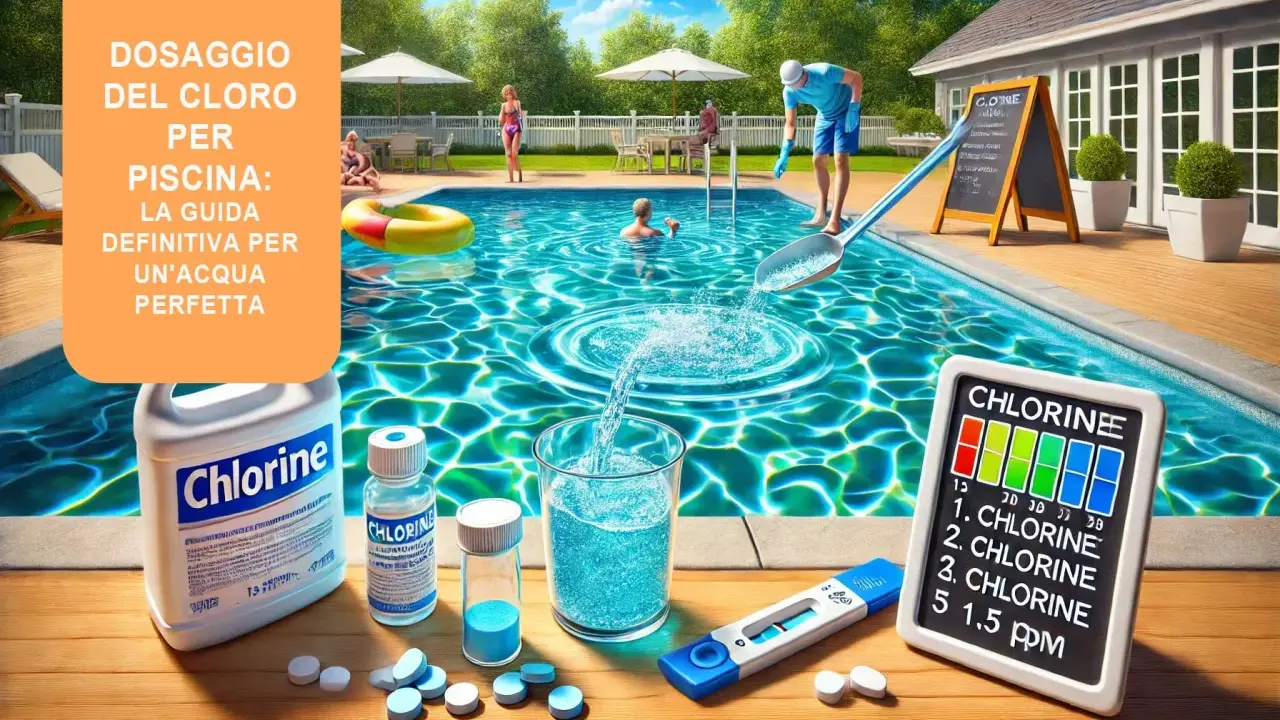 Guida per dosare il cloro in piscina e come abbassare il cloro in piscina. Test, prodotti e acqua cristallina per un'estate perfetta.