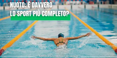 Atleta in piscina che nuota a farfalla, dimostrando perché il nuoto è uno sport completo.