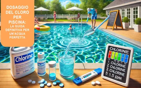 Guida per dosare il cloro in piscina e come abbassare il cloro in piscina. Test, prodotti e acqua cristallina per un'estate perfetta.