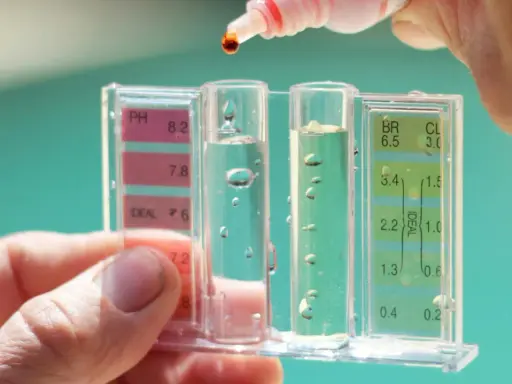 Test kit per misurare il pH e il cloro dell'acqua, per garantire la ph acqua migliore.