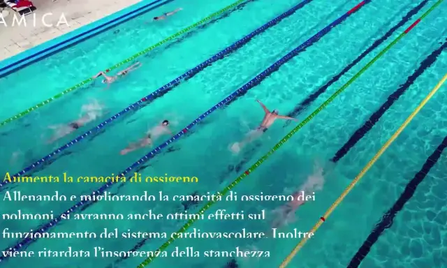 Nuotatori in piscina, allenamento che migliora la capacità polmonare e cardiovascolare, ritardando la stanchezza e contrastando la cellulite.